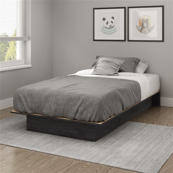 South Shore Libra Grey Oak Modern Twin Platform Bed