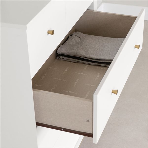 South Shore Dylane 33-in W Pure White Composite Modern 5-Drawer Dresser w/ Gold Metal Legs