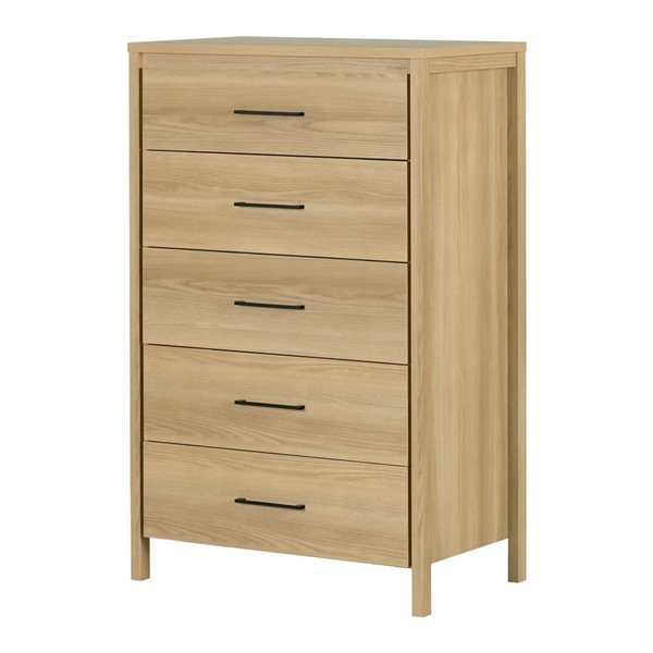 South Shore Gravity 31-in W Natural Ash Composite Modern 5-Drawer Dresser