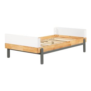 South Shore Bebble Natural and Grey Twin Bed Frame on Legs
