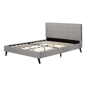 South Shore Dylane Soft Grey Upholstered Full Platform Bed and Headboard