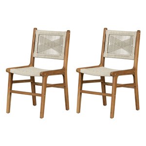 South Shore Balka 18.5-in W Natural Teak and Cream Woven Rope  Dining Chairs - Set of 2