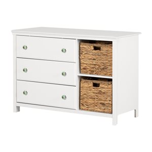 South Shore Balka 47.25-in W Pure White 3-Drawer Transitional Dresser with Baskets