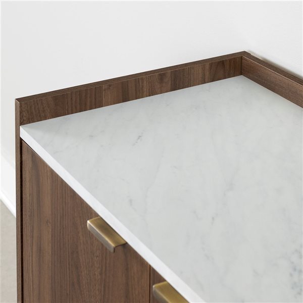 South Shore Hype 28.75 W x 31.75-in H Natural Walnut and Faux Carrara Marble 2-Door Storage Cabinet w/ Gold Legs