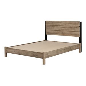 South Shore Munich Weathered Oak Queen Platform Bed with Headboard