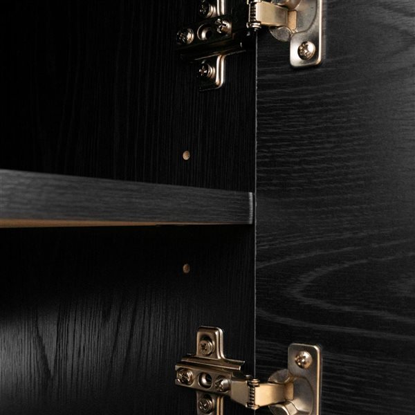 South Shore Mezzy 71-in W Black Oak Composite Wood TV Stand with Doors