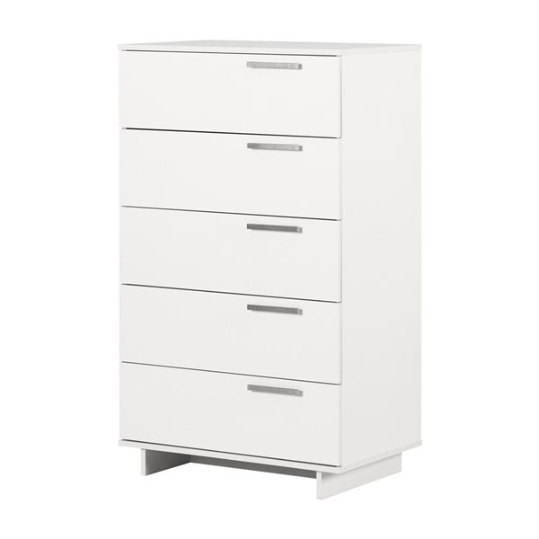 Commode style scandinave à 5 tiroirs Cavalleri South Shore 29 po l. en composite, blanc pur