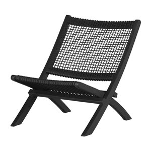 South Shore Balka 24-in W Black Wood and Woven Rope Modern Lounge Chair