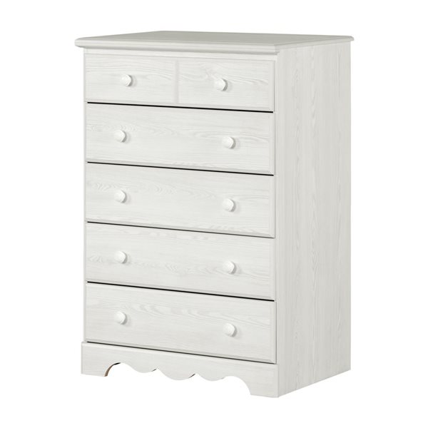 South Shore Summer Breeze 29.75-in W White Pine Composite Coastal-Style 5-Drawer Dresser