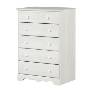 South Shore Summer Breeze 29.75-in W White Pine Composite Coastal-Style 5-Drawer Dresser