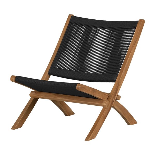 Chaise longue moderne Balka South Shore 24 po l. en corde noire et bois naturel