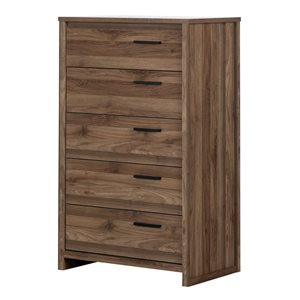 South Shore Lensky 30.5-in W Natural Walnut Composite Modern 5-Drawer Dresser