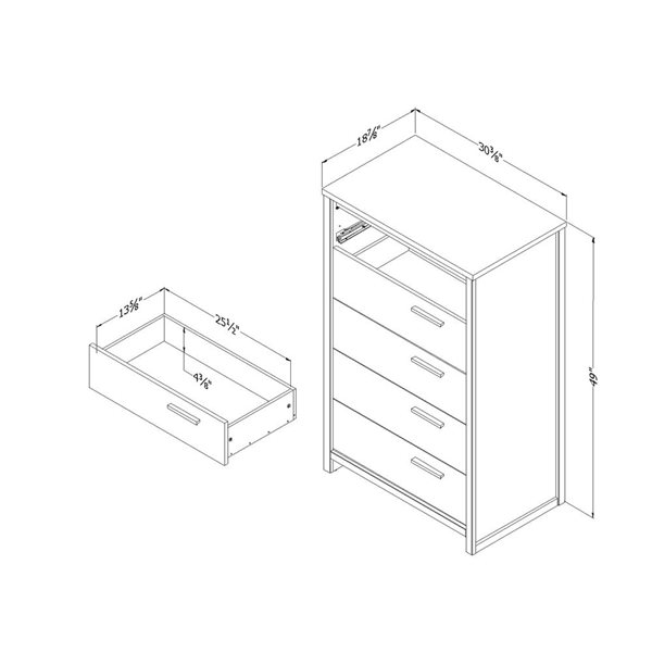 South Shore Lensky 30.5-in W Natural Walnut Composite Modern 5-Drawer Dresser