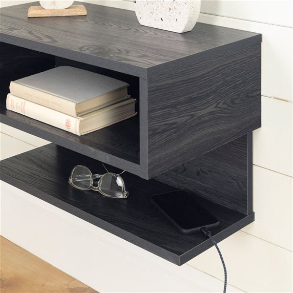 South Shore Sazena 22.25-in W Grey Oak Modern Floating Nightstand