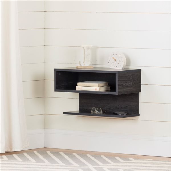 South Shore Sazena 22.25-in W Grey Oak Modern Floating Nightstand