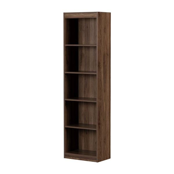 South Shore Axess 19-in W Natural Walnut Particleboard 5-Shelf Modern Narrow Bookcase