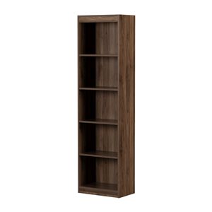 South Shore Axess 19-in W Natural Walnut Particleboard 5-Shelf Modern Narrow Bookcase