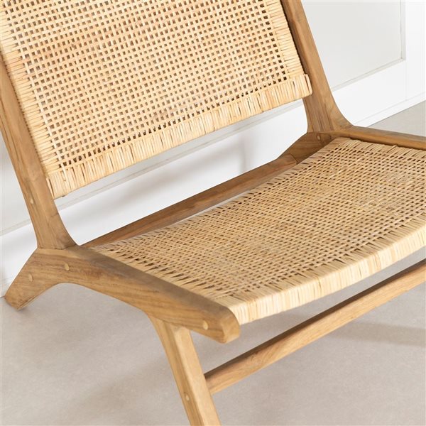 South Shore Balka 25.75-in W Black Wood/Natural Rattan Modern Lounge Chair