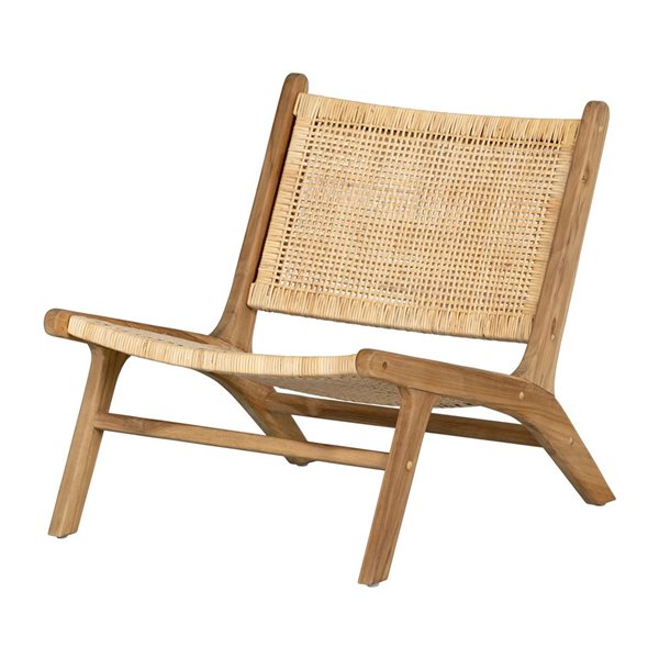 Chaise longue moderne Balka South Shore 25.75 po l. en bois noir et rotin naturel