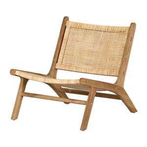 Chaise longue moderne Balka South Shore 25.75 po l. en bois noir et rotin naturel