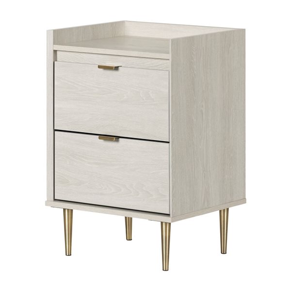 South Shore Hype 19.25-in W Winter Oak 2-Drawer Modern Nightstand