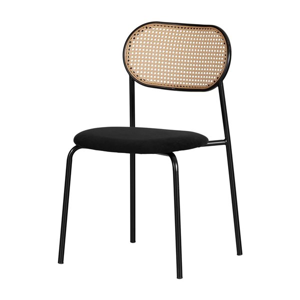 South Shore Hype 19.25-in W Black Metal and Natural Rattan Dining Chairs - Set of 2