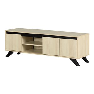 South Shore Flam 59-in W Bleached Oak Composite Wood Traditional TV Stand with Doors