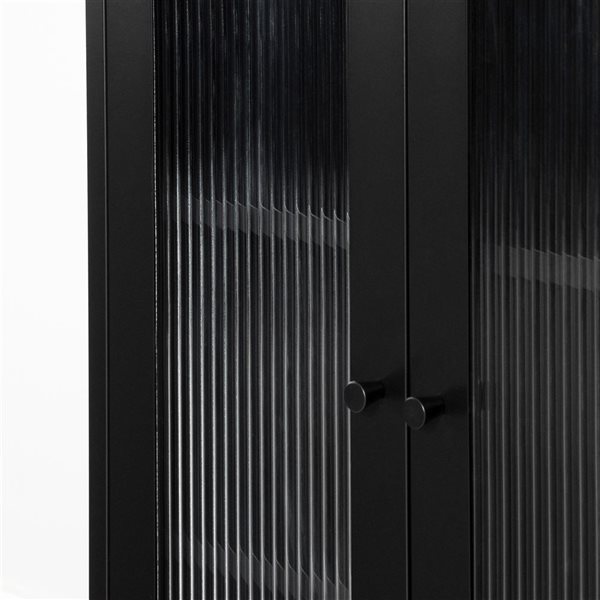 South Shore Eddison 25.5 W x 40-in H Black Metal 2-Door Storage Cabinet with Glass Doors