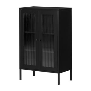 Armoire de rangement en métal Eddison de South Shore à 2 portes en verre 25,5 x 40 po, noir