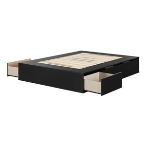 South Shore Fusion Pure Black 6-Drawer Queen Platform Bed with Integrated Storage