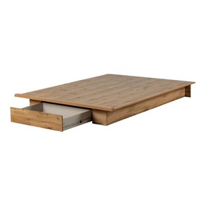 South Shore Cavalleri Nordic Oak Queen Platform Bed with Drawer