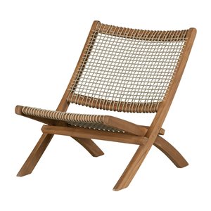 Chaise longue moderne Balka South Shore 24 po l. en corde tissée beige et bois naturel