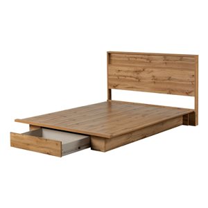 South Shore Cavalleri Nordic Oak Queen Platform Bed and Headboard Set