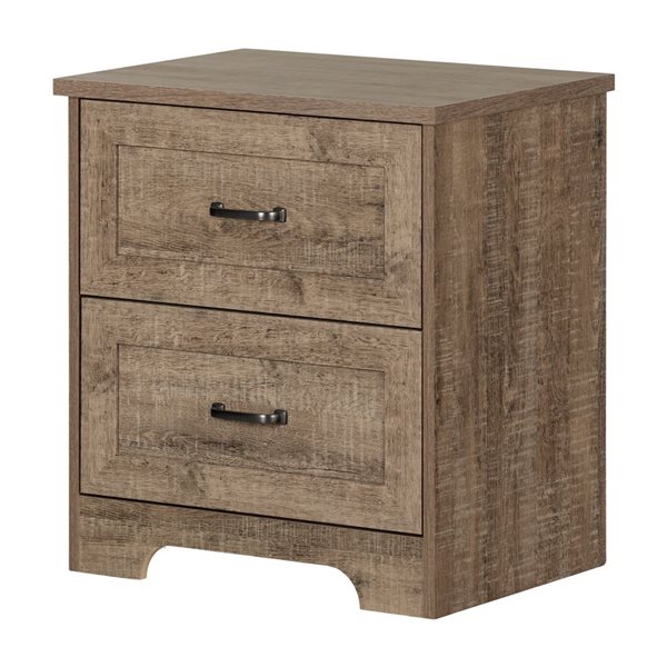 South Shore Prairie 23-in W Weathered Oak 2-Drawer Farmhouse-Style Nightstand