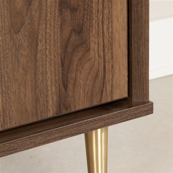 South Shore Hype 19.25-in W Natural Walnut Wood Composite and Faux Carrara Marble Top Mid-Century End Table