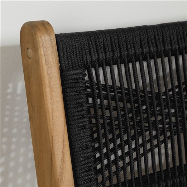 South Shore Balka 18.5-in W Natural Teak Wood and Black Woven Rope Backrest Bar-Height Counter Stool