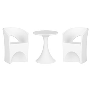 Ensemble bistro Dalya South Shore avec table et chaises en plastique blanc