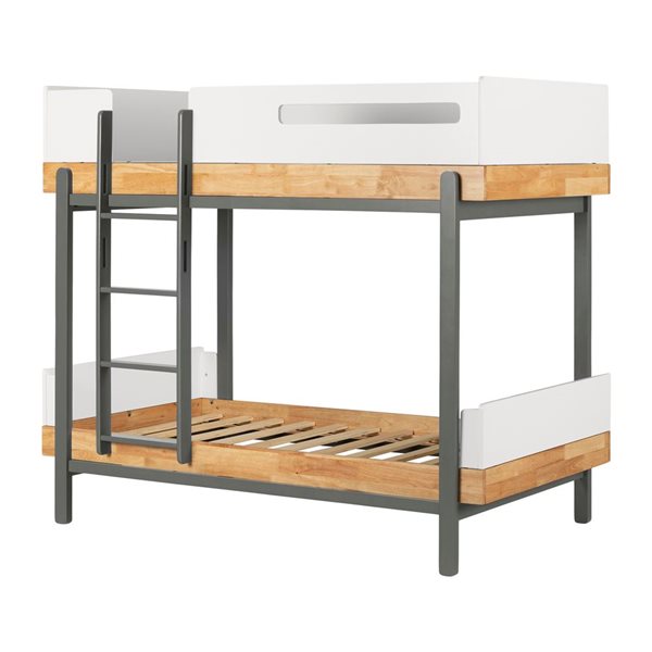 South Shore Bebble Natural and Grey Twin Bunk Bed with Ladder