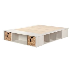 South Shore Prairie Winter Oak Queen Bed with Integrated Storage and Baskets