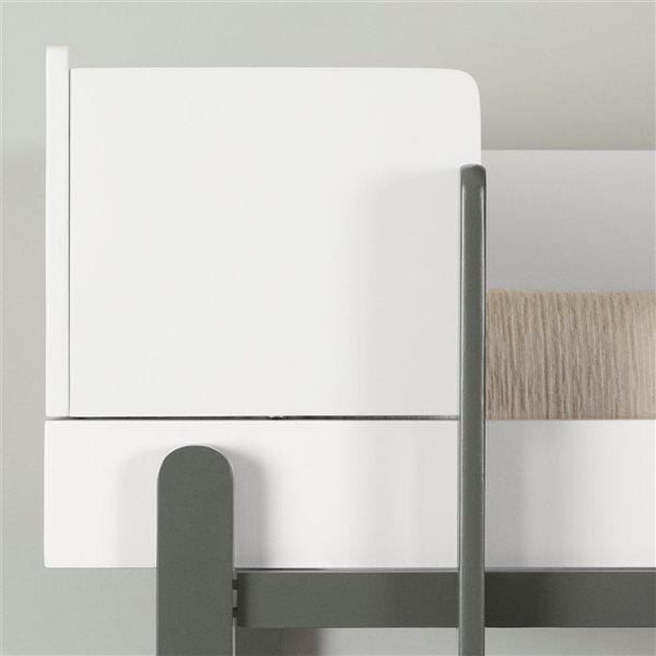 South Shore Bebble Soft Grey and White Twin Bunk Bed with Ladder