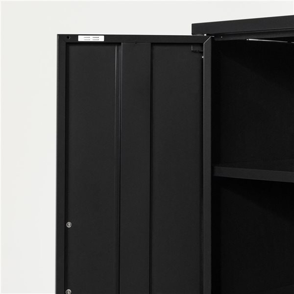 Armoire d’appoint autoportante Crea de South Shore à 2 portes en métal noir 25,5 po l.