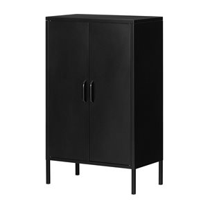 Armoire d’appoint autoportante Crea de South Shore à 2 portes en métal noir 25,5 po l.