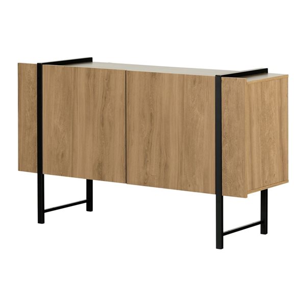 Buffet 2 portes Mezzy Light de South Shore 17 x 32 po en panneau de particules, noyer et noir