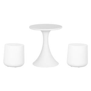 Ensemble bistro Dalya South Shore avec table et tabourets ronds en plastique blanc