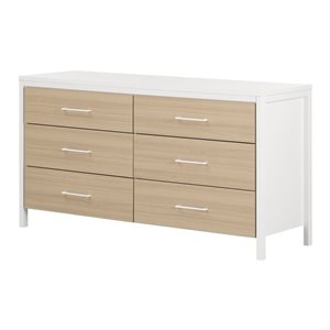 South Shore Munich 59.25-in W Soft Elm and White 6-Drawer Traditional Double Dresser