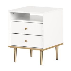 South Shore Dylane 16.75-in W Pure White 2-Drawer Modern Nightstand