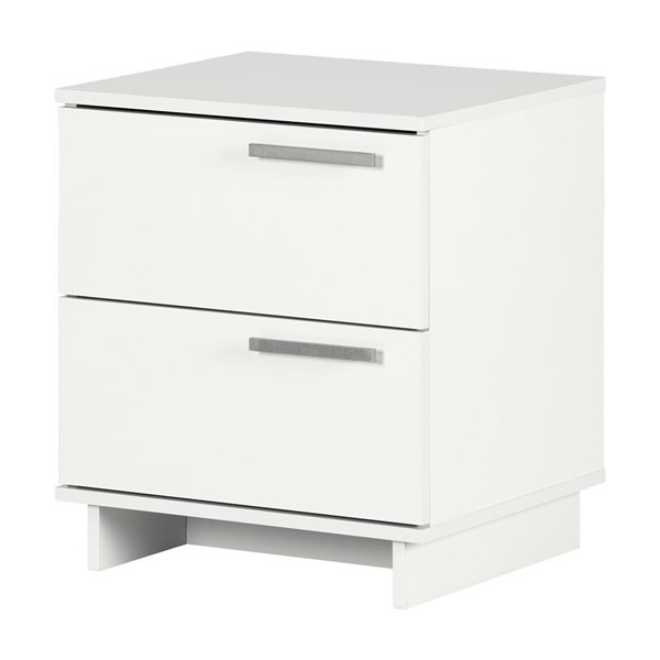 South Shore Cavalleri 19.5-in W Pure White Scandinavian-Style Nightstand with 2 drawers