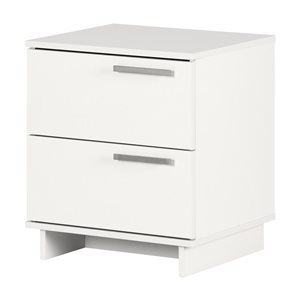 South Shore Cavalleri 19.5-in W Pure White Scandinavian-Style Nightstand with 2 drawers