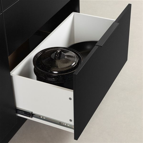 South Shore Olio 46.75-in W Matte Black and White Faux Marble Kitchen Island w/ Door and Drawers