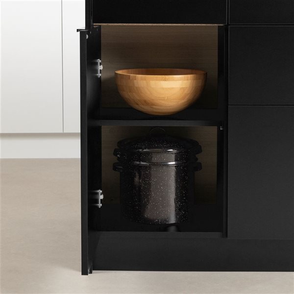 South Shore Olio 46.75-in W Matte Black and White Faux Marble Kitchen Island w/ Door and Drawers